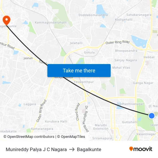 Munireddy Palya J C Nagara to Bagalkunte map
