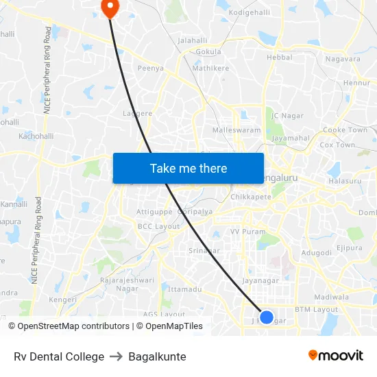 Rv Dental College to Bagalkunte map