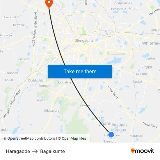Haragadde to Bagalkunte map