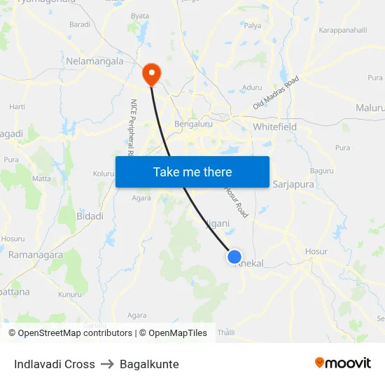 Indlavadi Cross to Bagalkunte map