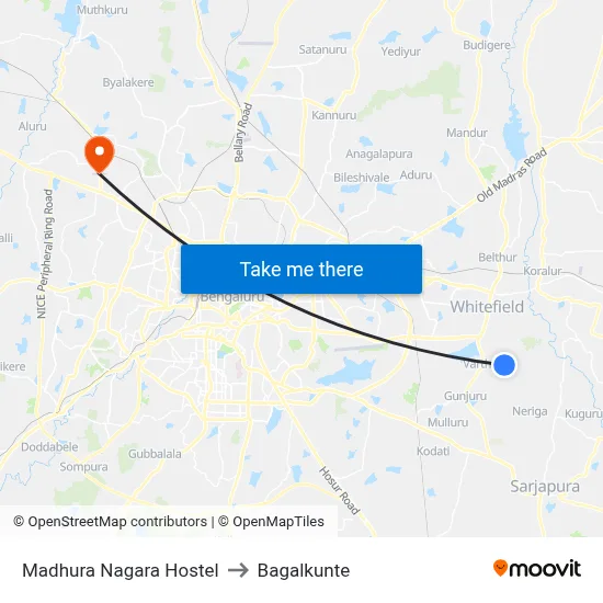 Madhura Nagara Hostel to Bagalkunte map