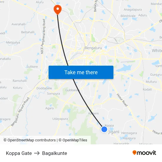 Koppa Gate to Bagalkunte map