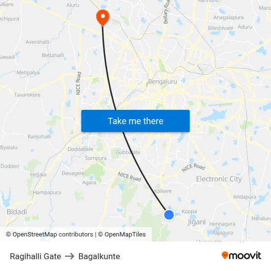 Ragihalli Gate to Bagalkunte map