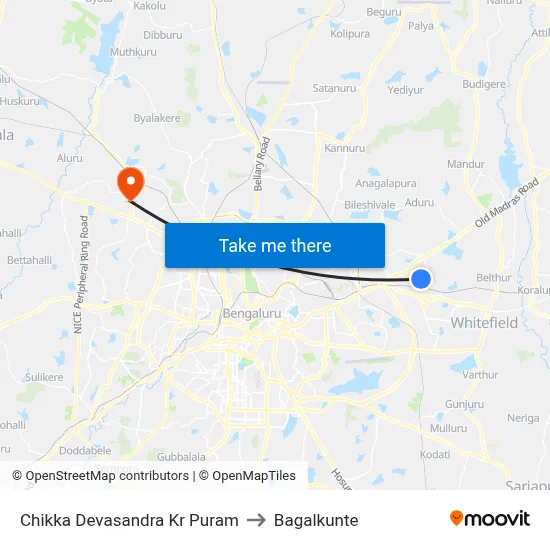 Chikka Devasandra Kr Puram to Bagalkunte map