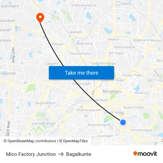 Mico Factory Junction to Bagalkunte map