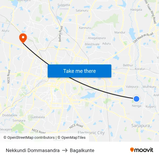 Nekkundi Dommasandra to Bagalkunte map