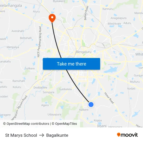 St Marys School to Bagalkunte map