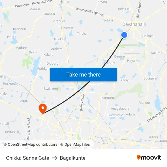Chikka Sanne Gate to Bagalkunte map