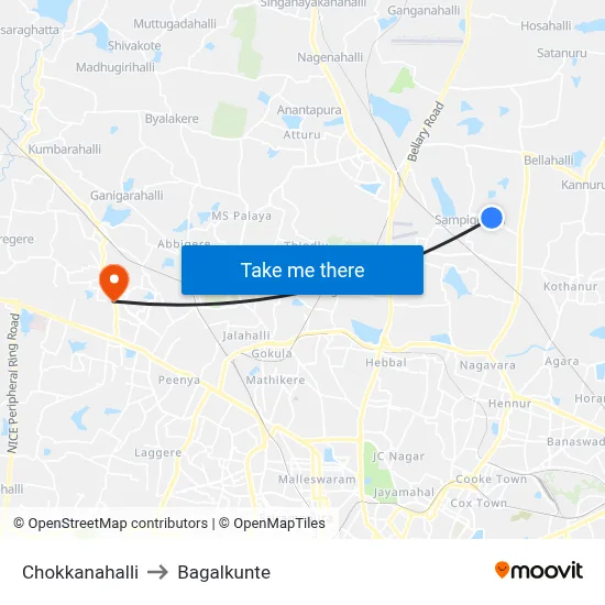 Chokkanahalli to Bagalkunte map