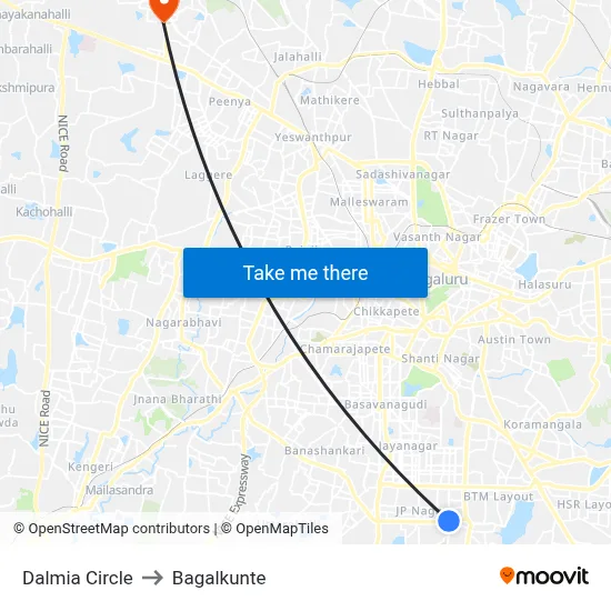 Dalmia Circle to Bagalkunte map