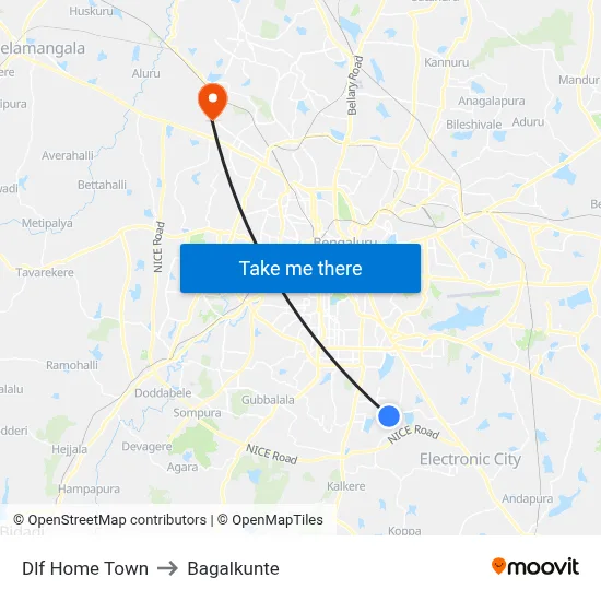 Dlf Home Town to Bagalkunte map