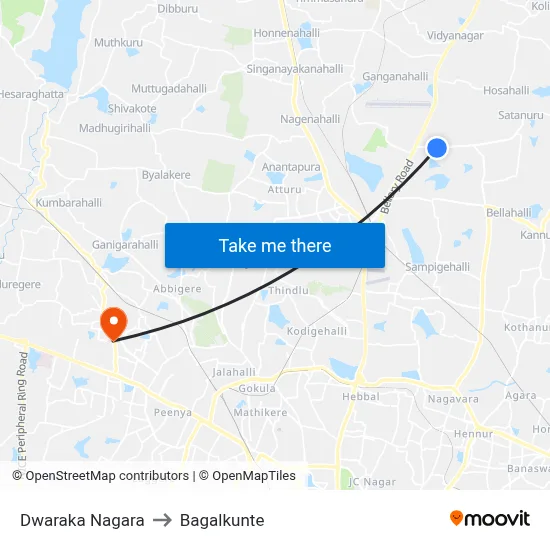 Dwaraka Nagara to Bagalkunte map
