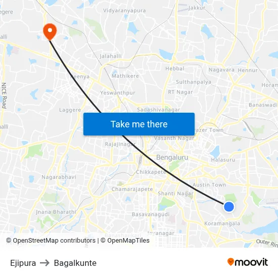 Ejipura to Bagalkunte map