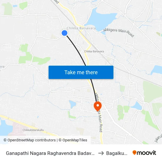 Ganapathi Nagara Raghavendra Badavane to Bagalkunte map