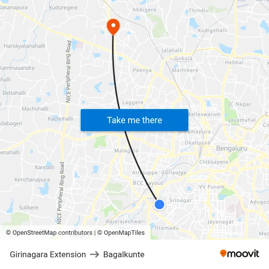 Girinagara Extension to Bagalkunte map