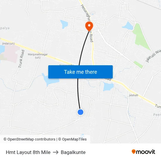 Hmt Layout 8th Mile to Bagalkunte map
