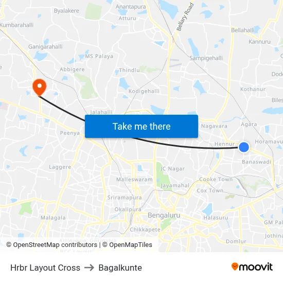 Hrbr Layout Cross to Bagalkunte map
