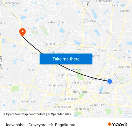 Jeevanahalli Graveyard to Bagalkunte map