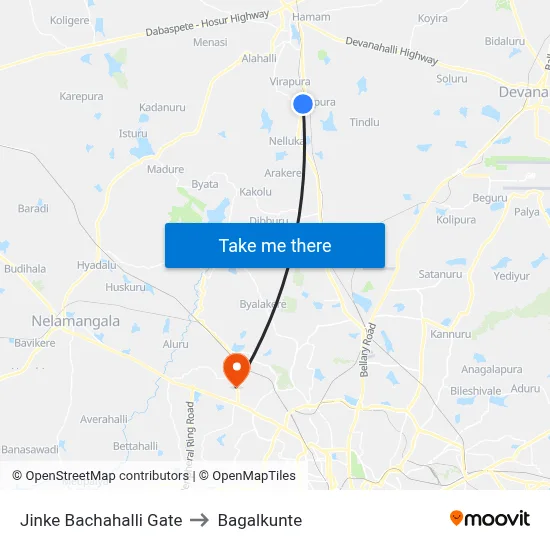 Jinke Bachahalli Gate to Bagalkunte map