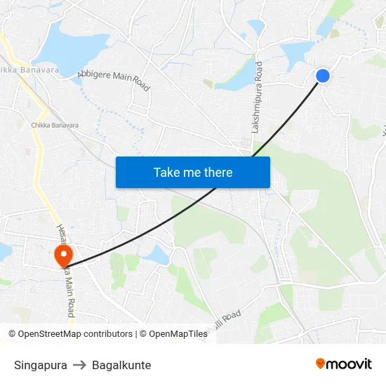 Singapura to Bagalkunte map