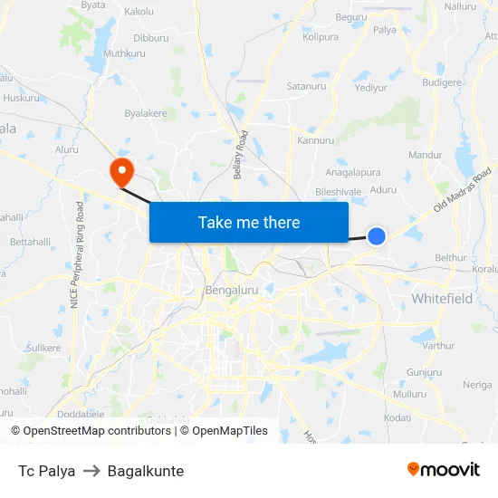 Tc Palya to Bagalkunte map