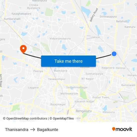 Thanisandra to Bagalkunte map