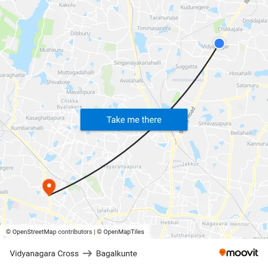 Vidyanagara Cross to Bagalkunte map
