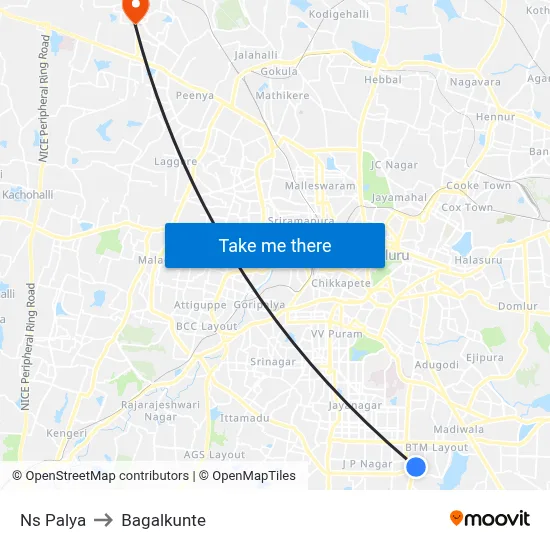 Ns Palya to Bagalkunte map