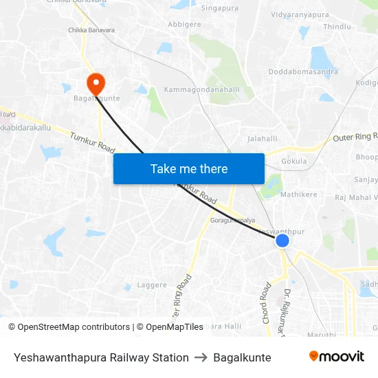 Yeshawanthapura Railway Station to Bagalkunte map