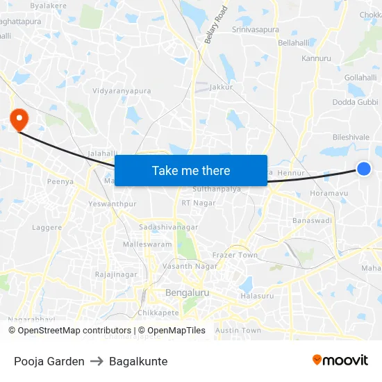 Pooja Garden to Bagalkunte map