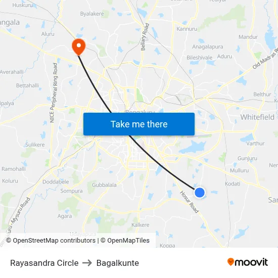 Rayasandra Circle to Bagalkunte map