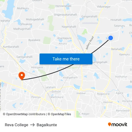Reva College to Bagalkunte map