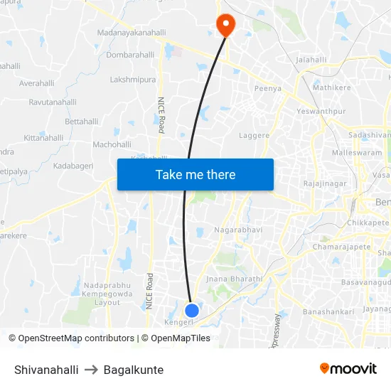 Shivanahalli to Bagalkunte map