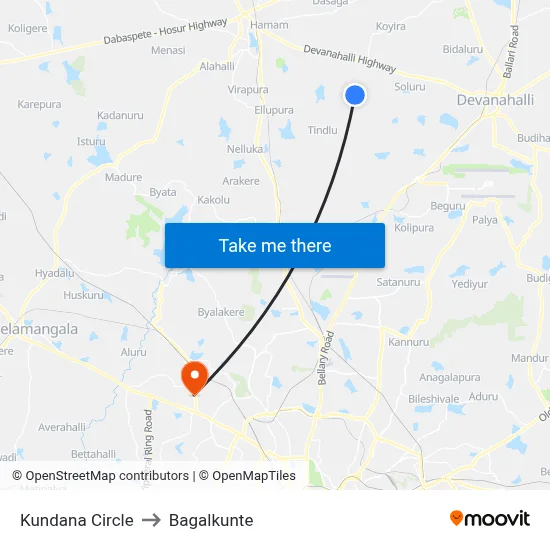 Kundana Circle to Bagalkunte map