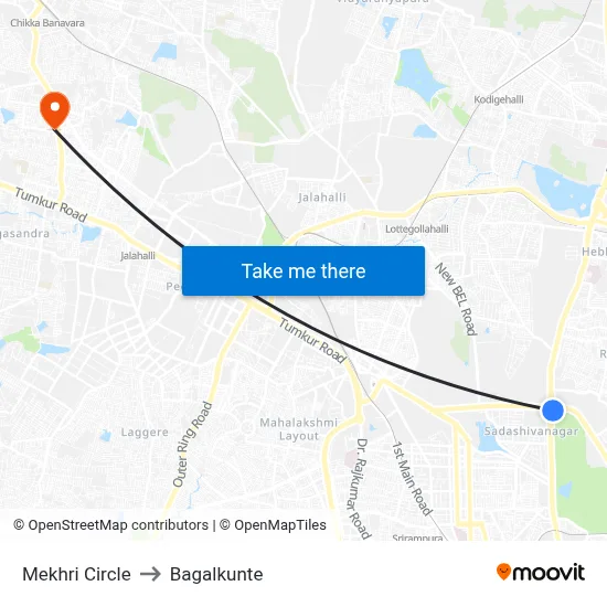 Mekhri Circle to Bagalkunte map