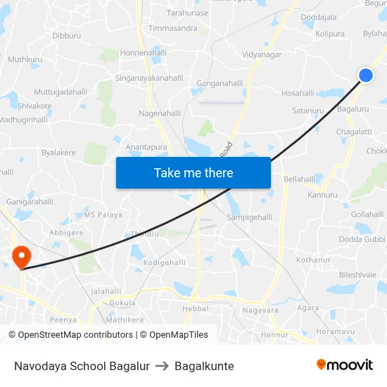 Navodaya School Bagalur to Bagalkunte map