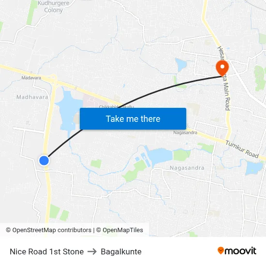 Nice Road 1st Stone to Bagalkunte map