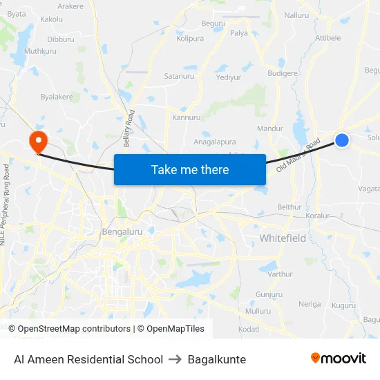 Al Ameen Residential School to Bagalkunte map