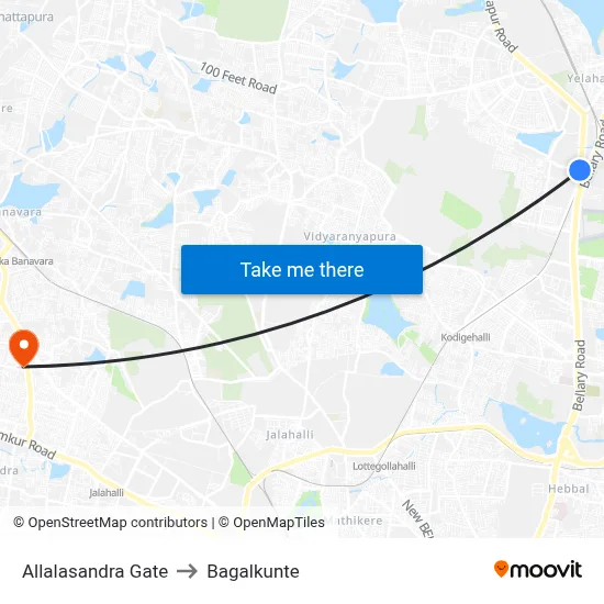 Allalasandra Gate to Bagalkunte map