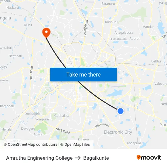 Amrutha Engineering College to Bagalkunte map
