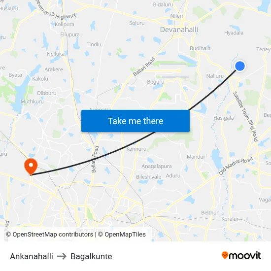 Ankanahalli to Bagalkunte map