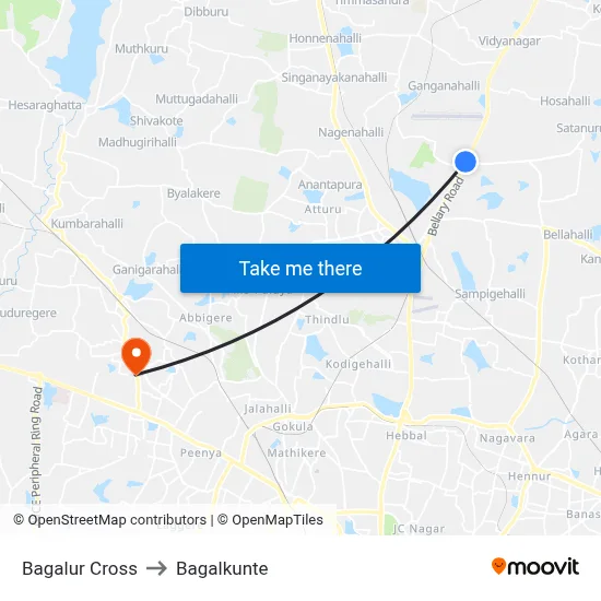 Bagalur Cross to Bagalkunte map