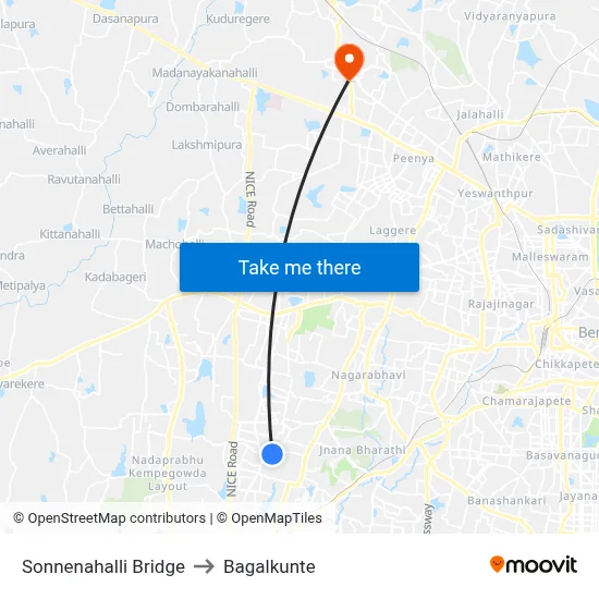 Sonnenahalli Bridge to Bagalkunte map