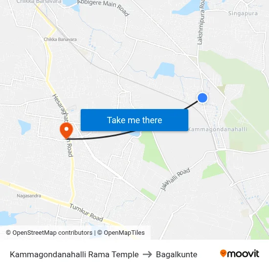 Kammagondanahalli Rama Temple to Bagalkunte map