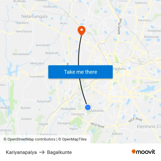 Kariyanapalya to Bagalkunte map
