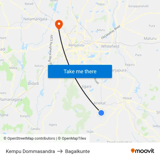 Kempu Dommasandra to Bagalkunte map