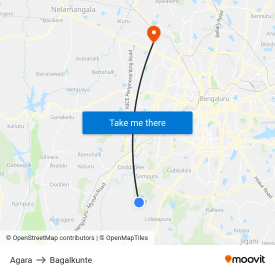 Agara to Bagalkunte map