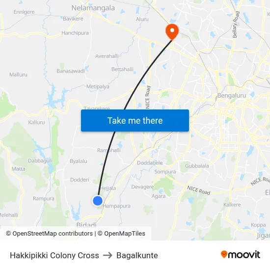 Hakkipikki Colony Cross to Bagalkunte map