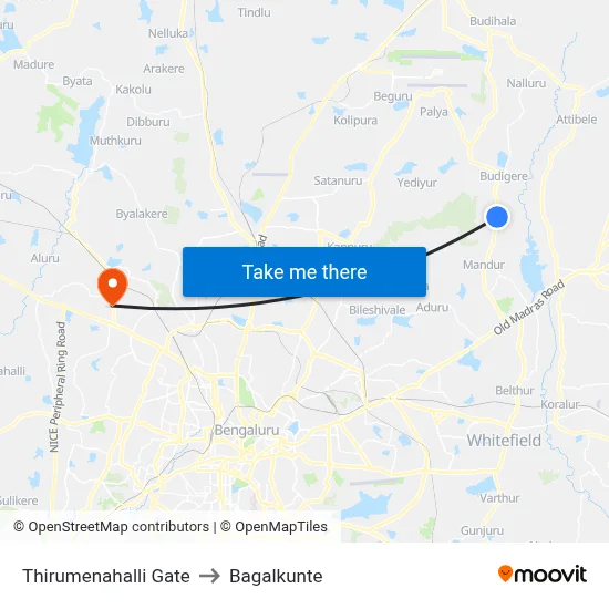 Thirumenahalli Gate to Bagalkunte map