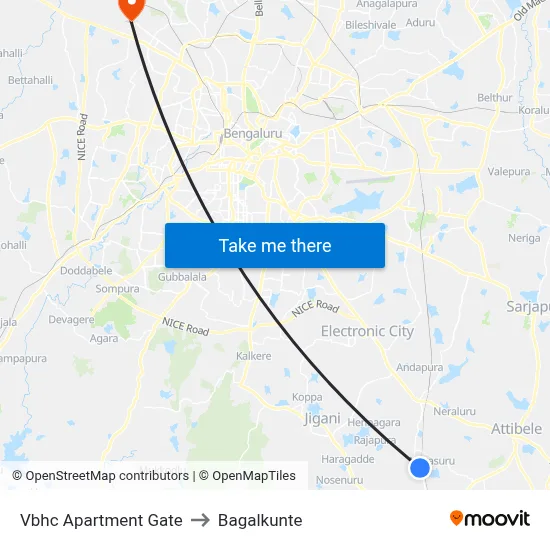 Vbhc Apartment Gate to Bagalkunte map